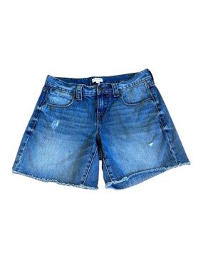 J Crew Jean 26 Mid Denim Shorts Bermuda Blue Classic Fray Cotton Casual Loose